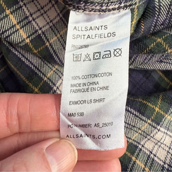 Allsaints Spitalfields ExMoor Button Down Shirt Flannel Corduroy Slim Fit Large - Picture 7 of 8